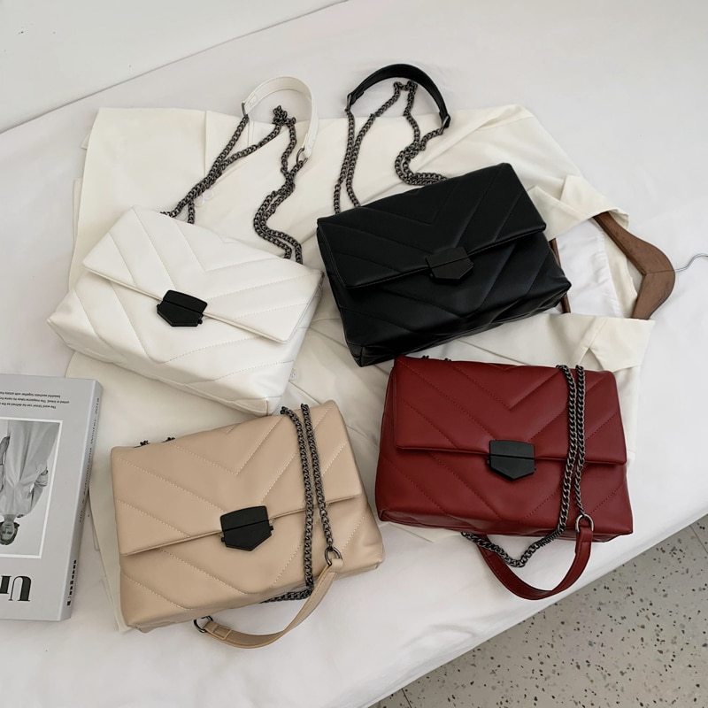 Embroidery Thread Small PU Leather Crossbody Bags for Women Trend Hand Bag Women&