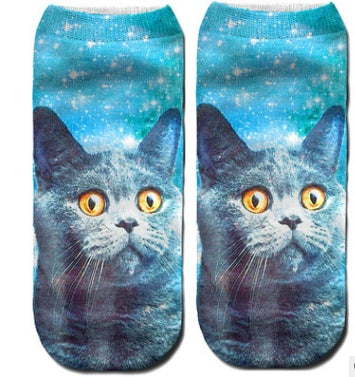 Popular Funny Unisex Short Socks 3D Cat Printed Anklet Socks Casual Socks Limorista