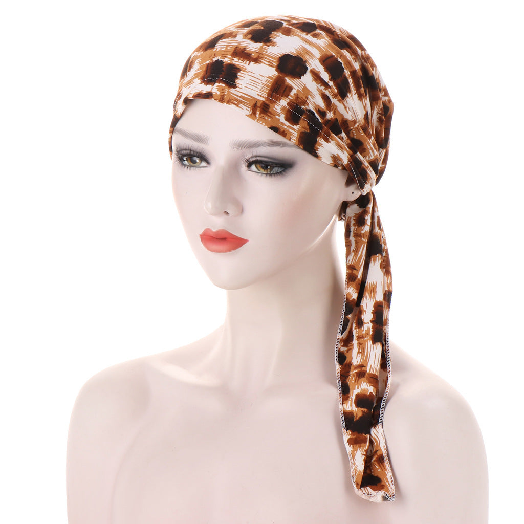 Curved Tail Turban Hat Flower Cloth Pullover Limorista