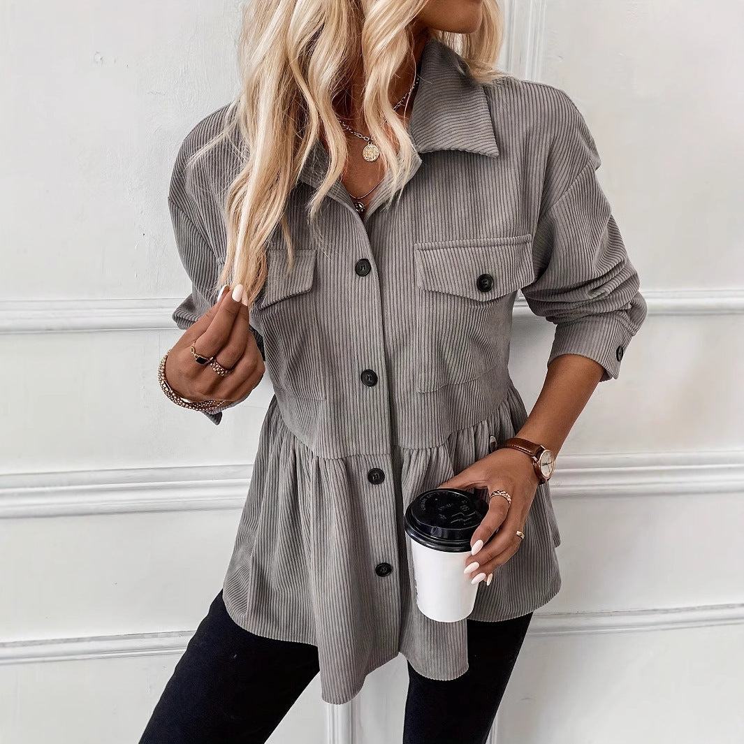 Casual Doll Shirt Coat Corduroy Shirt For Women Limorista