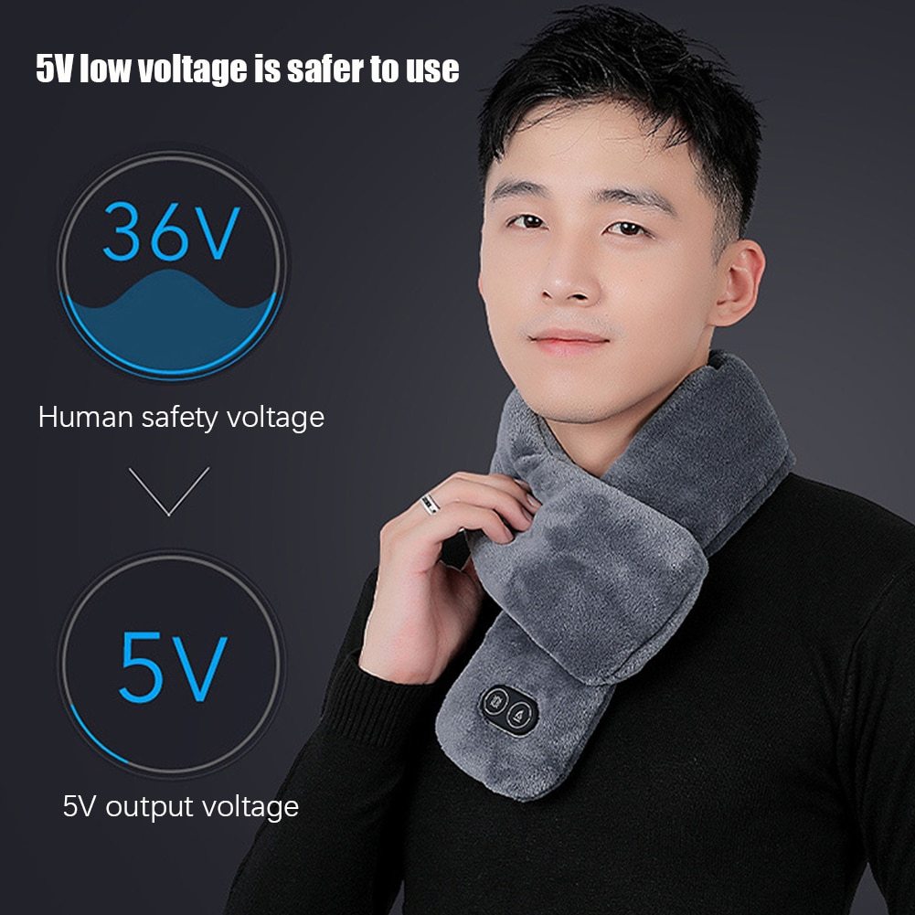 Women Men Soft Temperature Control Pain Relief Cervical Massage Shoulder Neck Wrap USB Heated Scarf Shawl Washable Winter Warm Limorista