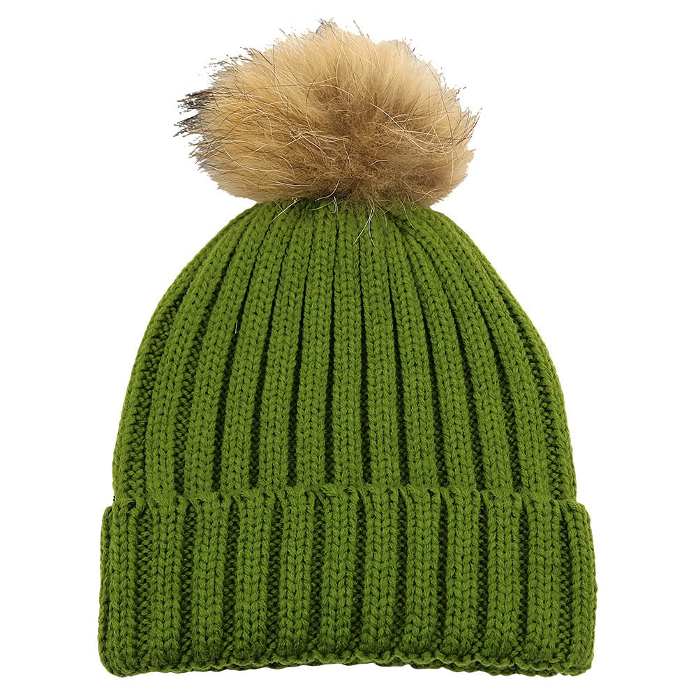 Fur Ball Knitted Hat Warm And Thick Woolen Cap Limorista