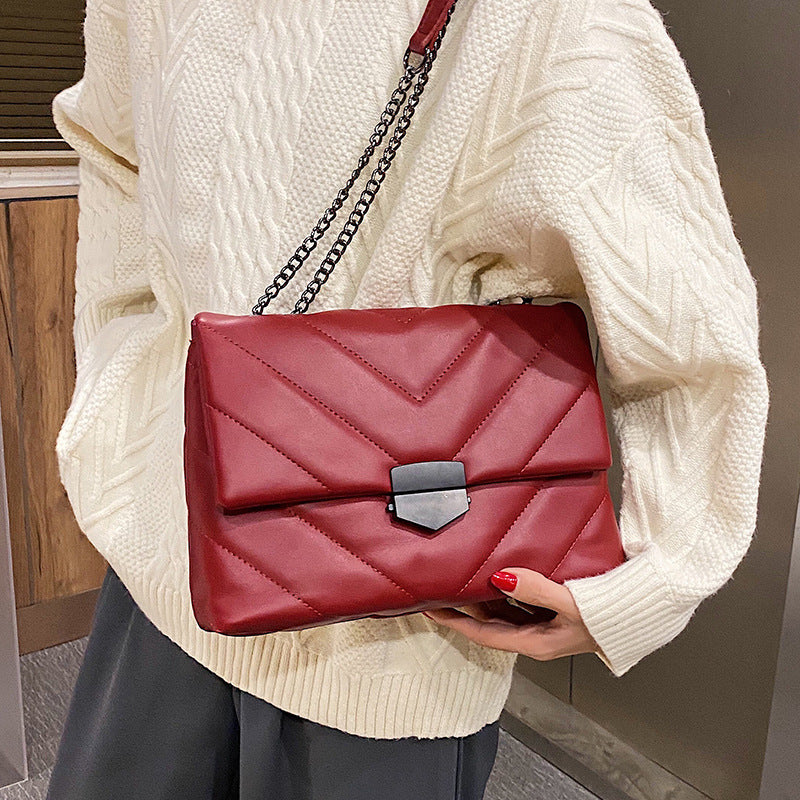 Embroidery Thread Small PU Leather Crossbody Bags for Women Trend Hand Bag Women&