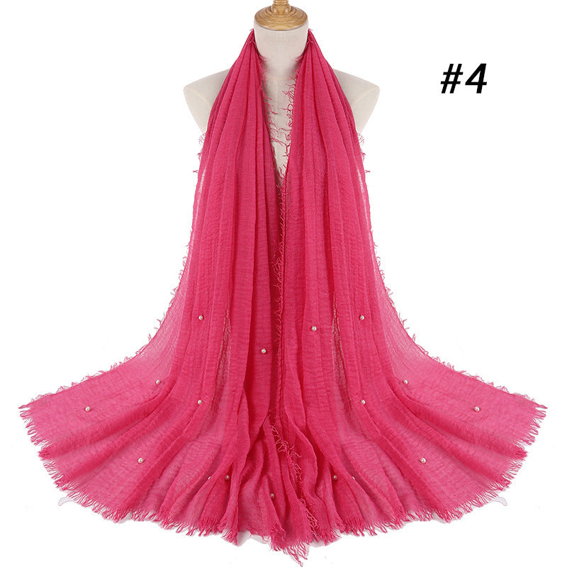 Cotton and linen crumpled monochrome scarf Limorista