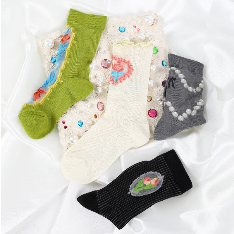 Retro Fashion Patterned Stockings Thin Limorista