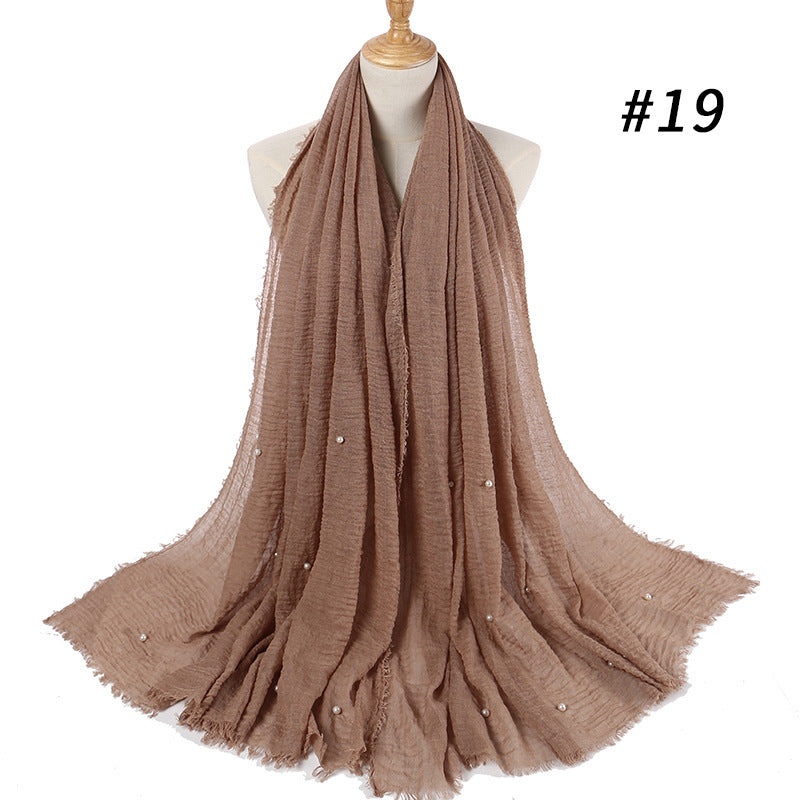 Cotton and linen crumpled monochrome scarf Limorista