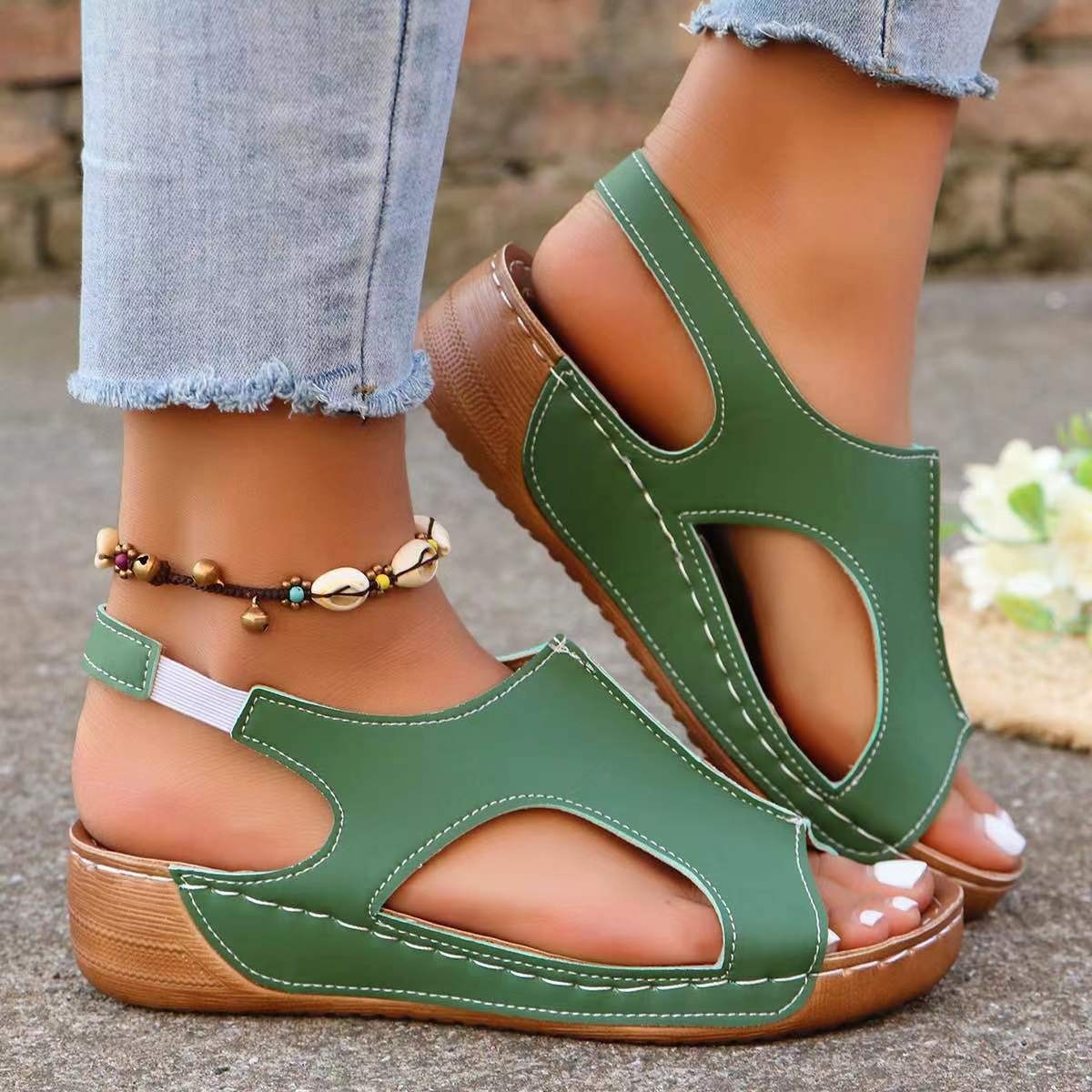 New Summer Wedges Sandals With Elastic Band Design Casual Fish Mouth Shoes For Women Limorista