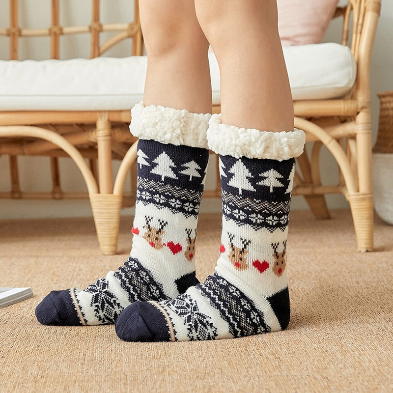 Thicken warm high tube plus velvet floor socks Limorista