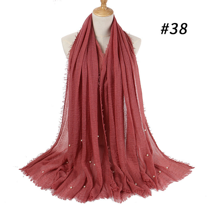 Cotton and linen crumpled monochrome scarf Limorista