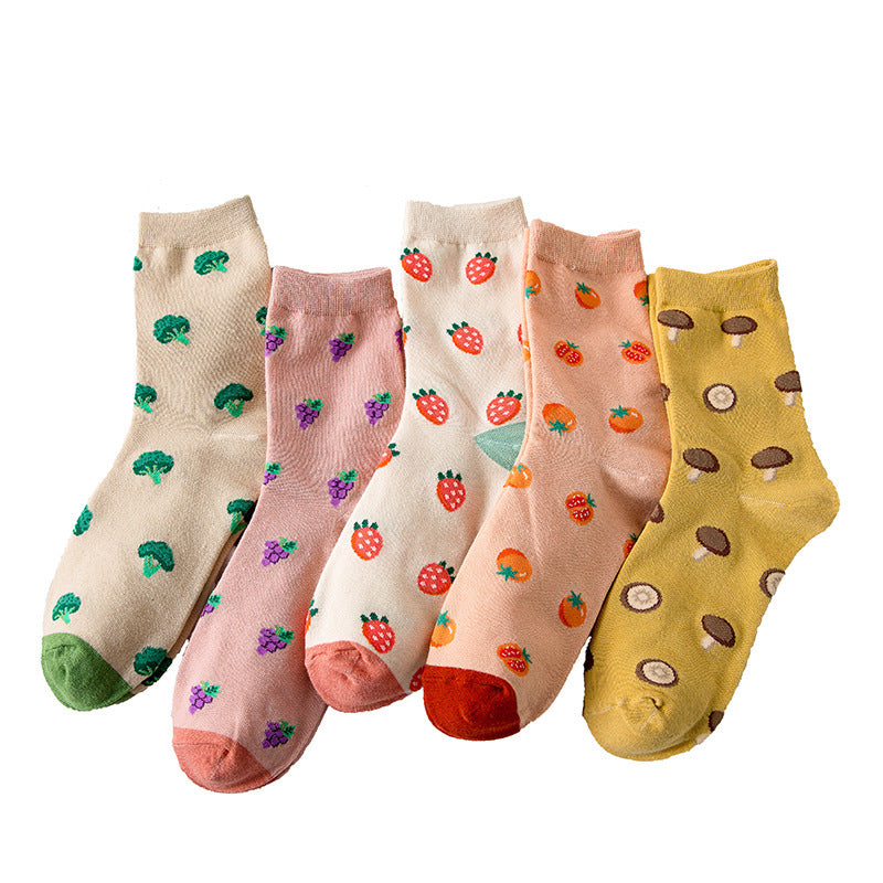 Gentle Sweet Strawberry Tomato Pastoral Style Japanese-style Retro Artistic Lolita Tube Socks Limorista