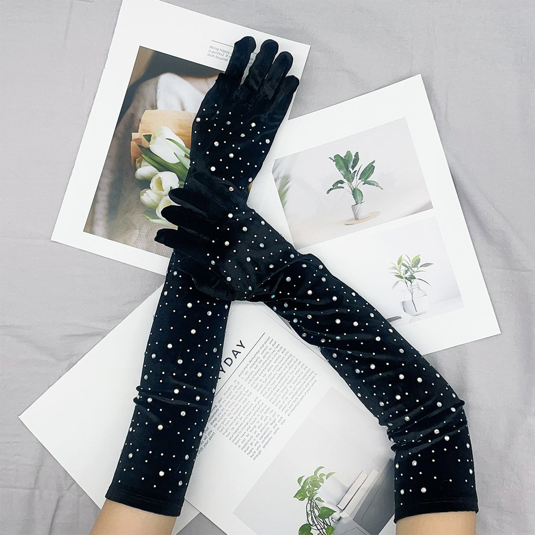 Warm Gold Velvet Clothing Gloves Limorista