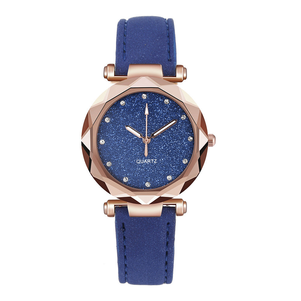 Casual Women Romantic Starry Sky Wrist Watch Leather Rhinestone Designer Ladies Clock Limorista