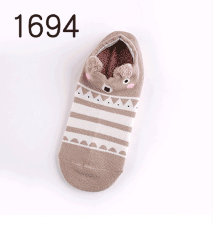 Cute Animals Cotton Short Socks Creative Cartoon Pure Socks Casual Funny Socks Spring Summer Fox Socks Limorista