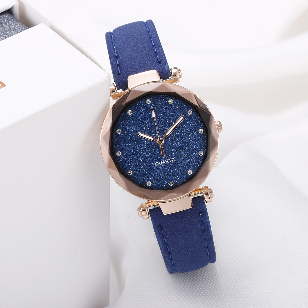 Casual Women Romantic Starry Sky Wrist Watch Leather Rhinestone Designer Ladies Clock Limorista