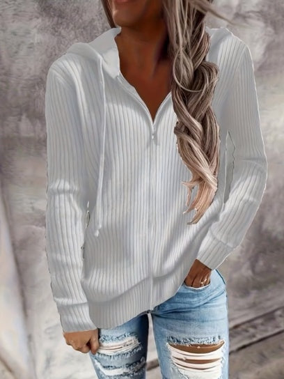 Zip Up Drawstring Hoodies, Casual Soldi Long Sleeve Sweatshirt Limorista