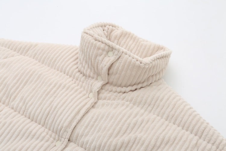 Warm Corduroy Puffer Jacket Coat Short Loose Cotton Coat Limorista