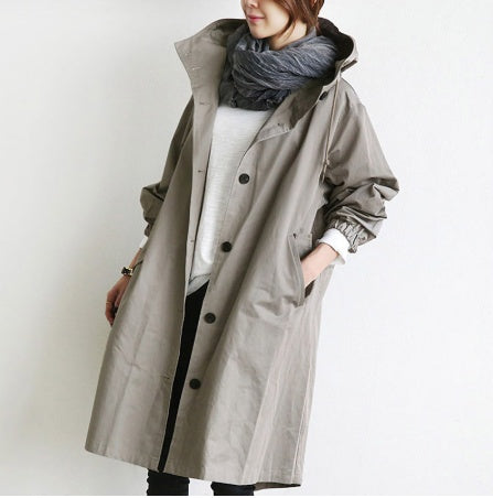 Korean Loose Solid Color British Trench Coat Limorista