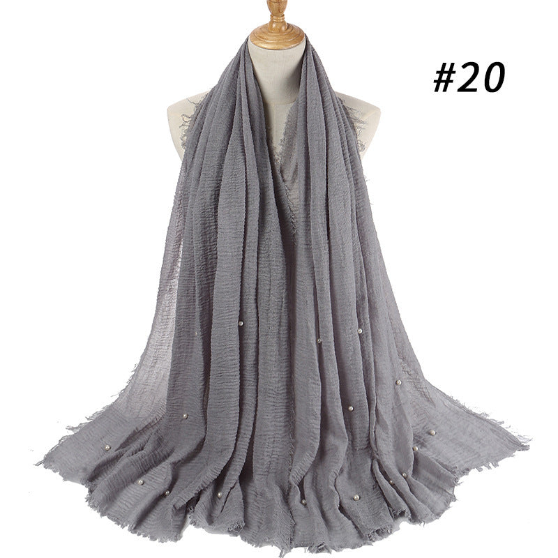 Cotton and linen crumpled monochrome scarf Limorista