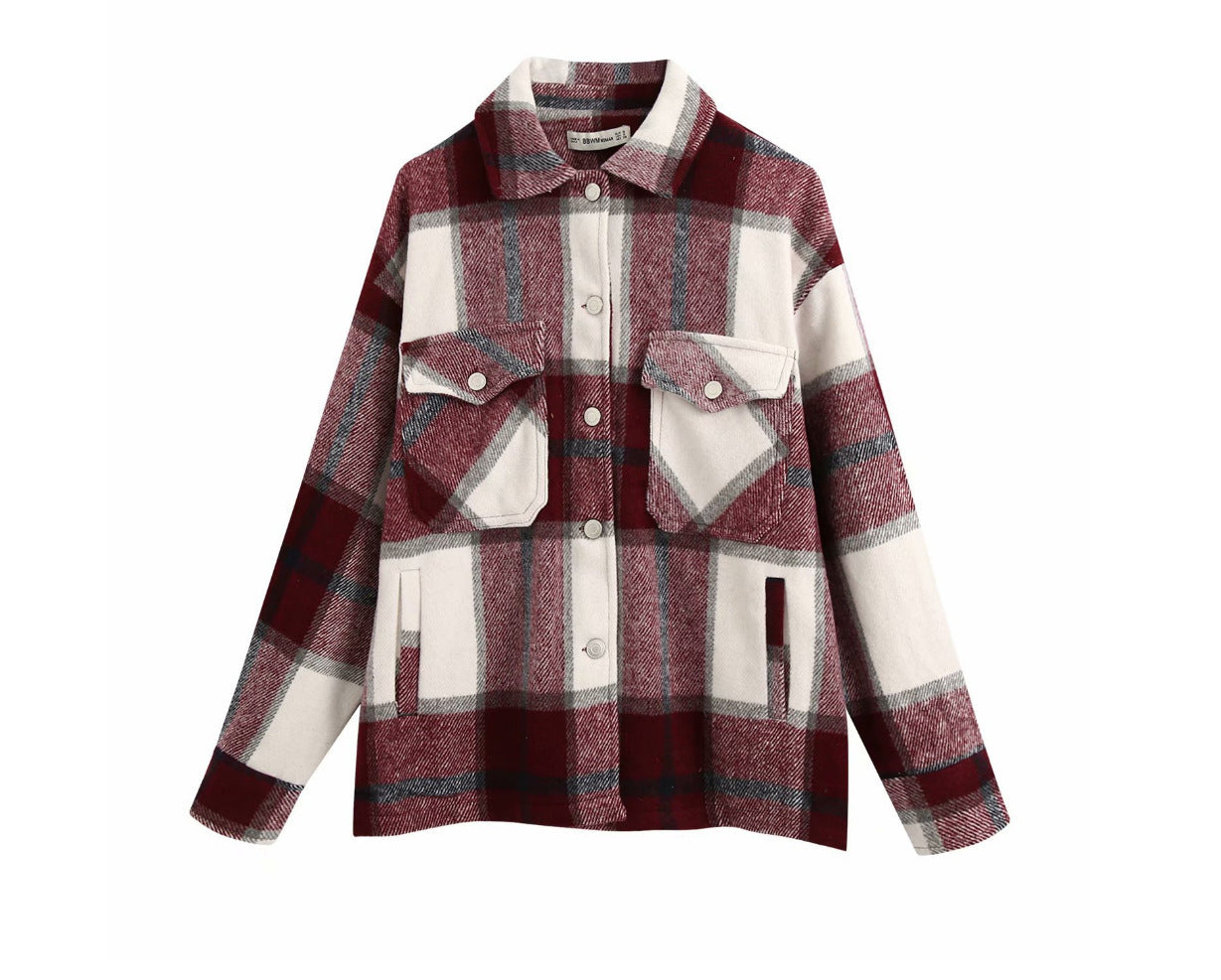 Ladies casual plaid shirt jacket Limorista