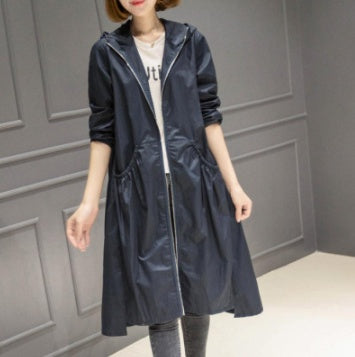 Korean Style Hooded Mid-Length Over-The-Knee Trench Coat Limorista