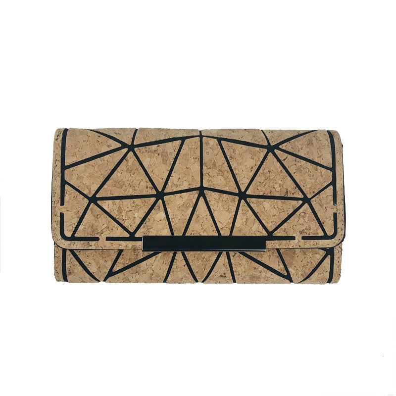 Eco-friendly Cork Grain Multifunctional Fashion Waterproof 3 Fold Hand Wallet Limorista