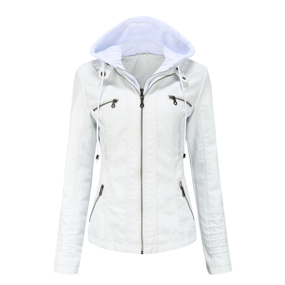 Detachable Two-piece Hooded Leather Jacket Limorista