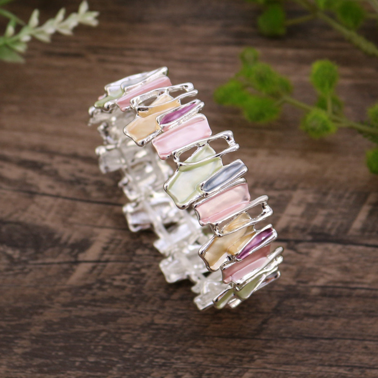 Irregular Colorful Oil Necklace Alloy Bracelet Stitching Women&