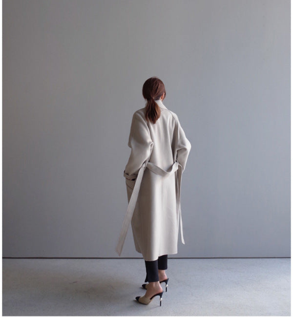 Korean Style Temperament Mid-length Over-the-knee Double-sided Cashmere Woolen Coat Limorista