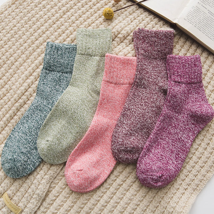 5 Pairs Women Socks Winter Thermal Thick Socks Cotton Breathable Female Solid Casual 3d Ladies Casual Home Socks Limorista