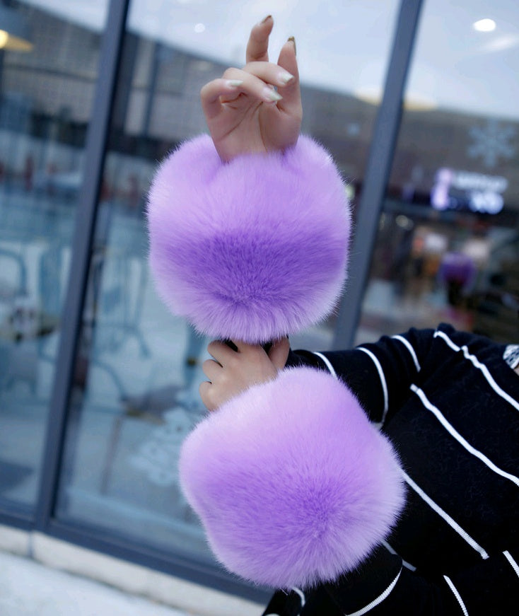 Warm sleeves fur fur cuff gloves windproof cuffs bracelets imitation rabbit fur imitation fox fur wristbands hand ring Limorista