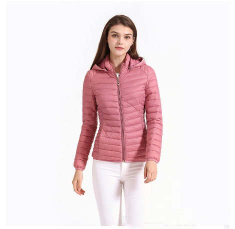 Autumn And Winter Zipper Short Hooded Detachable Solid Color Stand Collar Lightweight Cotton-padded Jacket Limorista