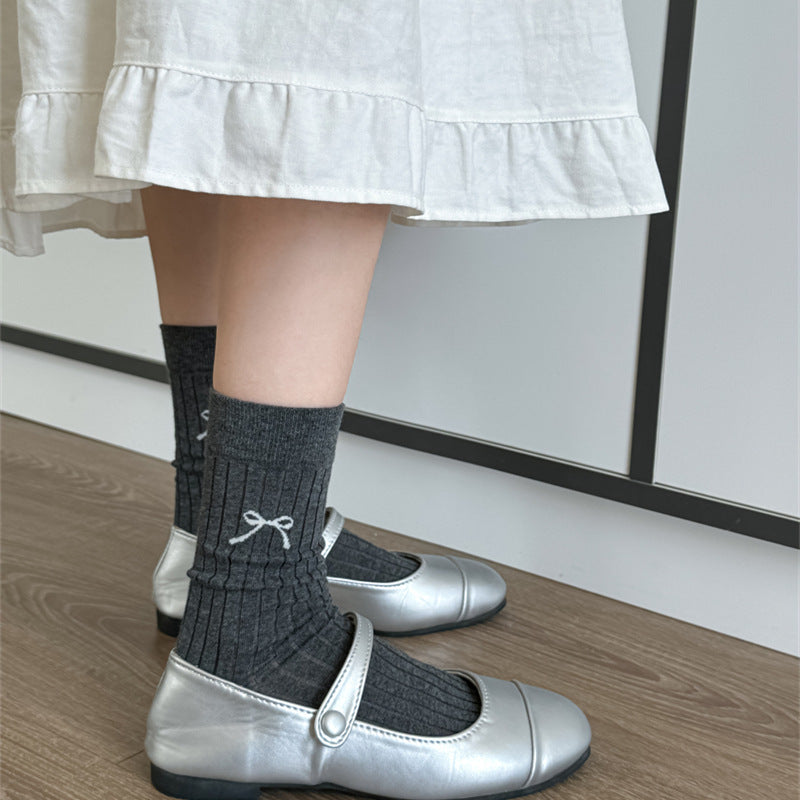 Cute Girl Bow Tube Socks Hollow Bunching Socks Limorista