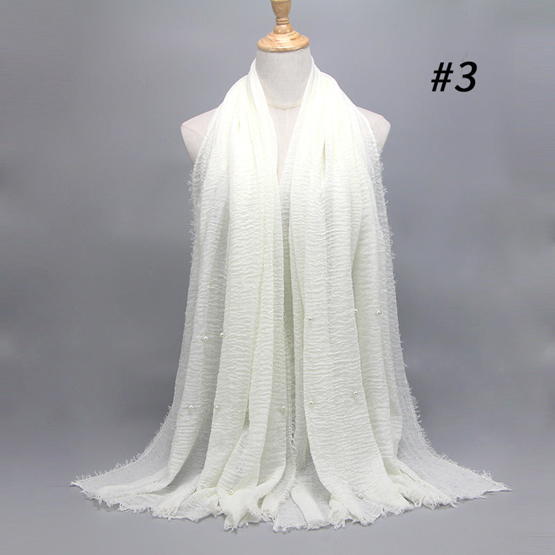 Cotton and linen crumpled monochrome scarf Limorista