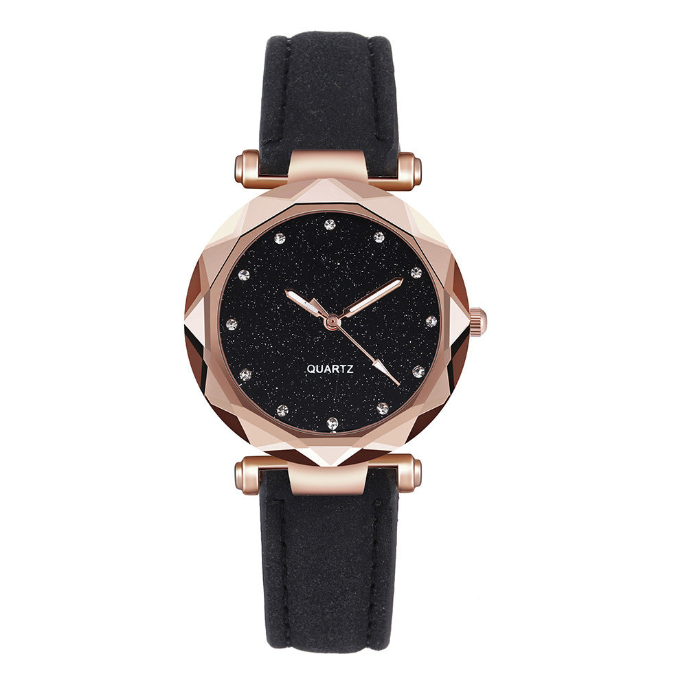 Casual Women Romantic Starry Sky Wrist Watch Leather Rhinestone Designer Ladies Clock Limorista
