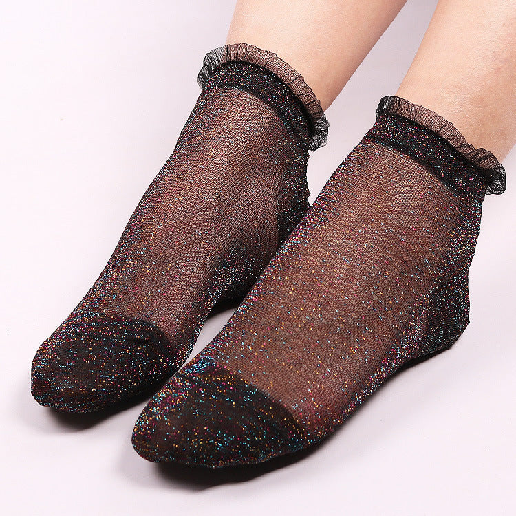 Ladies glitter lace socks - Limorista