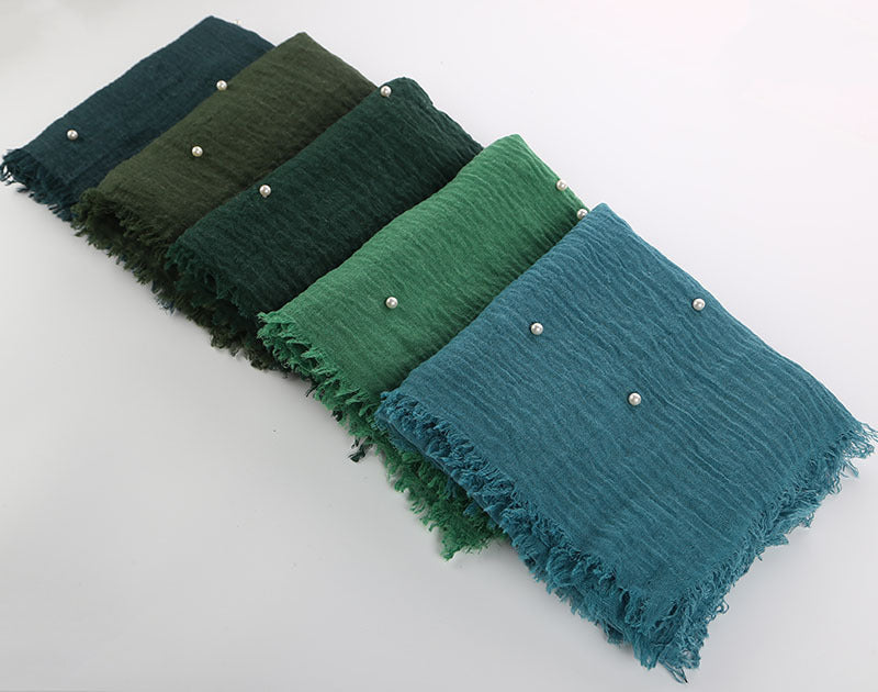 Cotton and linen crumpled monochrome scarf Limorista