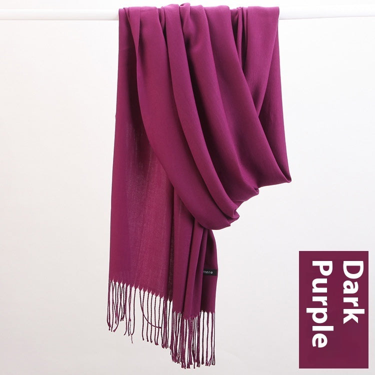 Pure Color Warm Keeping Scarf All-match Cashmere Shawl Limorista