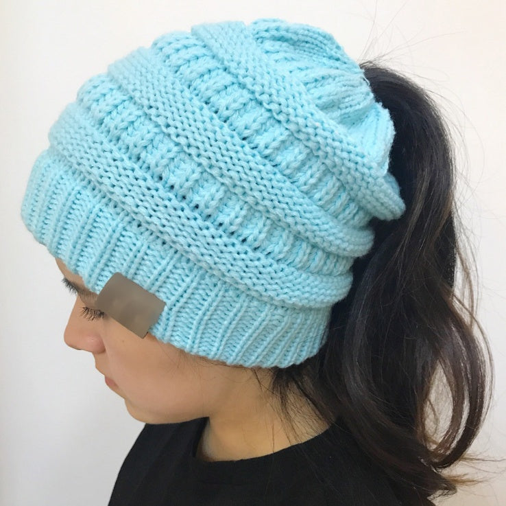 Knitted Ponytail Hat, Women&