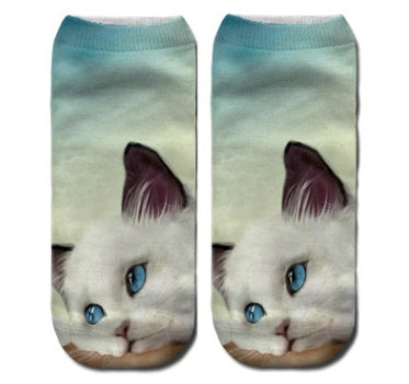 Popular Funny Unisex Short Socks 3D Cat Printed Anklet Socks Casual Socks Limorista