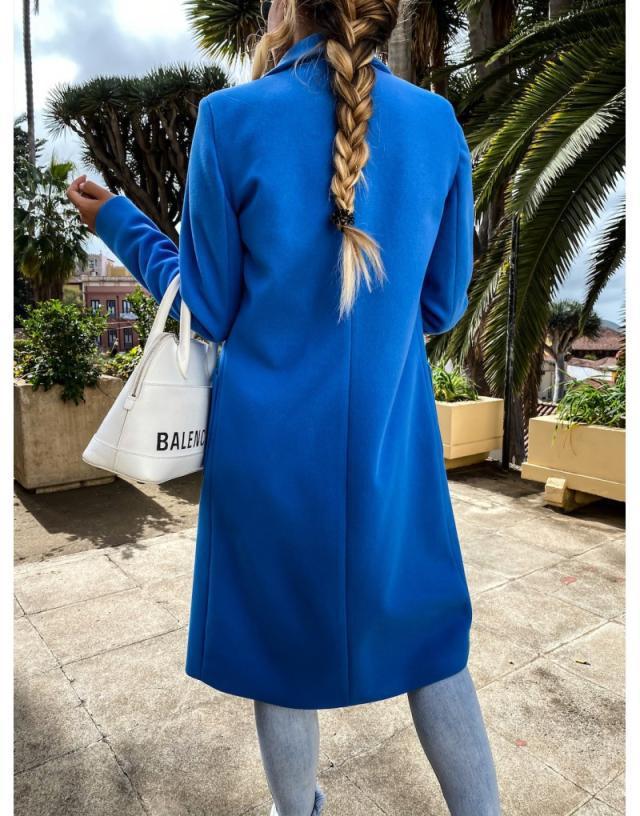 Long candy color lapel woolen coat Limorista