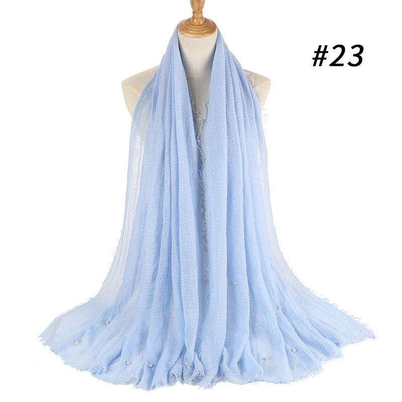 Cotton and linen crumpled monochrome scarf Limorista