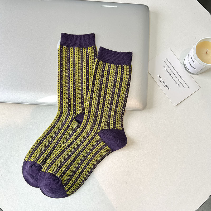 Dopamine Retro Mid-calf Length Double Needle Sweet Cool Street Ladies Loose Socks Limorista