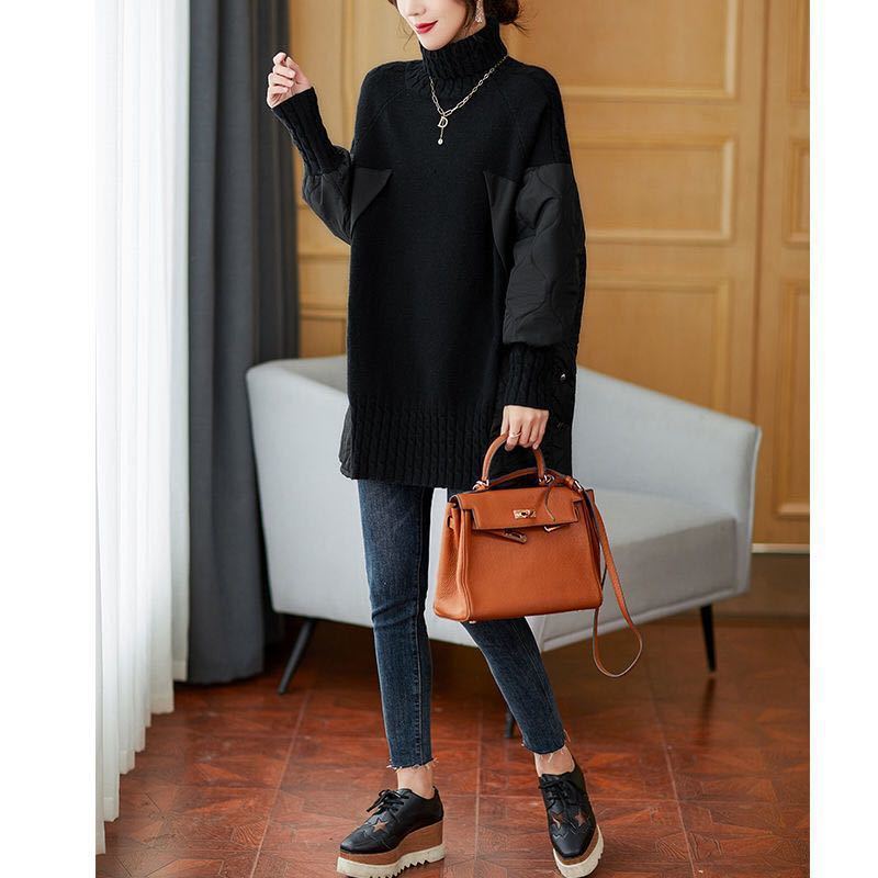 Cotton-padded Coat Splicing Knitwear Top Limorista