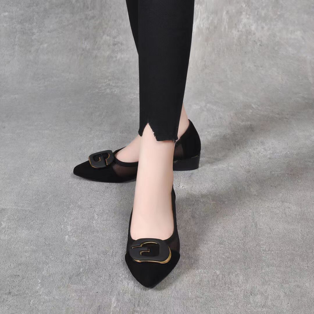 Metal Buckle Pointed-toe Hollowed Pumps Women Limorista
