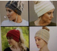 Knitted Ponytail Hat, Women&
