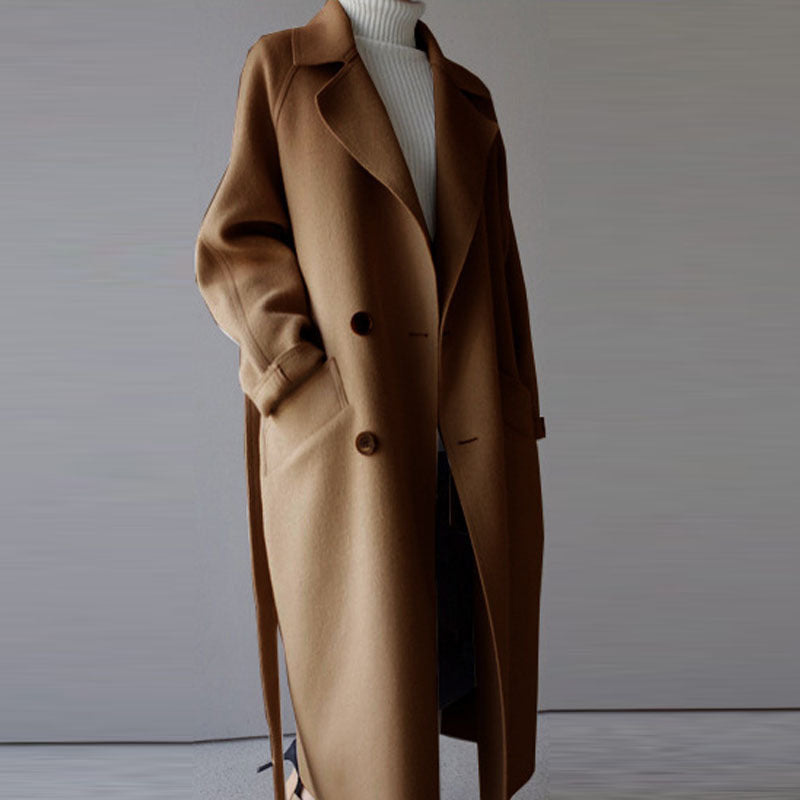 Korean Style Temperament Mid-length Over-the-knee Double-sided Cashmere Woolen Coat Limorista