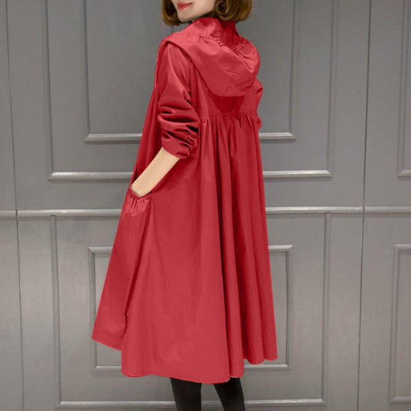 Korean Style Hooded Mid-Length Over-The-Knee Trench Coat Limorista