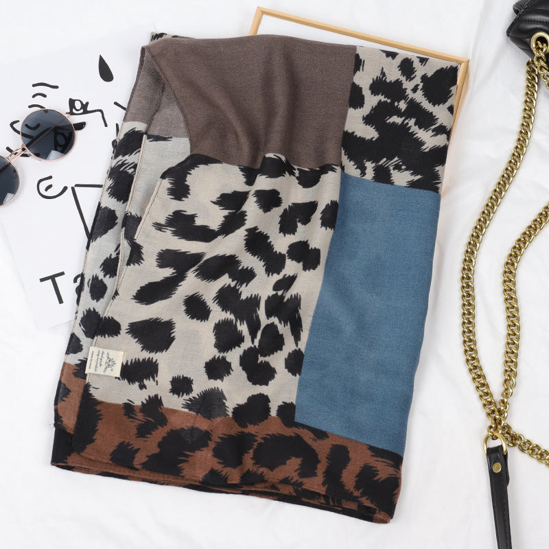 Leopard Print Cotton And Linen Scarf Women Printing Long Gauze Scarf Limorista