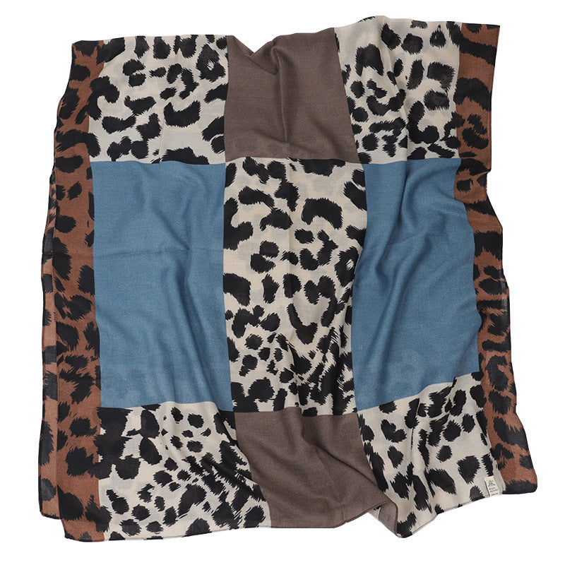 Leopard Print Cotton And Linen Scarf Women Printing Long Gauze Scarf Limorista