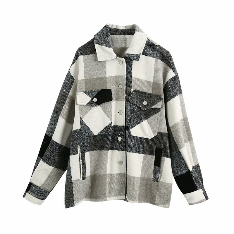 Ladies casual plaid shirt jacket Limorista